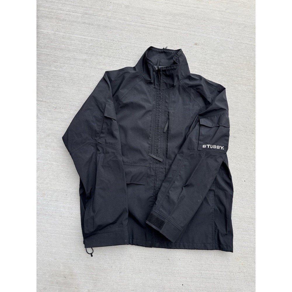 Stussy Black Apex Shell Jacket Mens Size XL Gorp Tech Utility Waterproof Outdoor